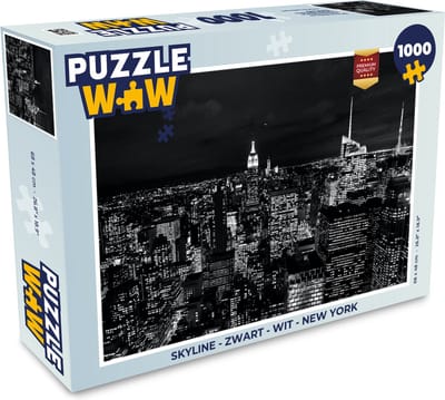 Puzzel Skyline - Zwart - Wit - New York - Amerika - Legpuzzel - Puzzel 1000 stukjes volwassenen