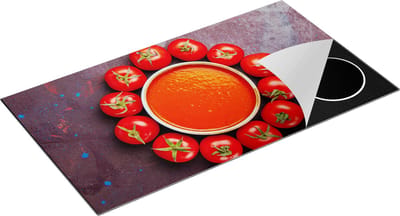 Chefcare Inductie Beschermer Tomatensoep met Tomaten eromheen - 95x50 cm - Afdekplaat Inductie - Kookplaat Beschermer - Inductie Mat