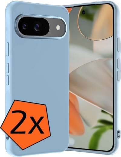 Hoes - 2 Stuks - Geschikt voor Google Pixel 9 - Sterk & Shockproof - Case Siliconen - Back Cover - Telefoon Hoes - Lichtblauw