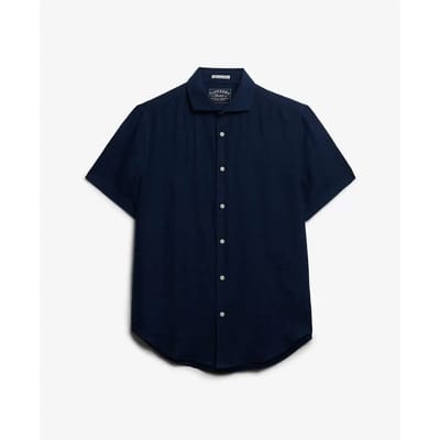 Superdry Riviera Linnen Overhemd met Korte Mouwen Blauw Grootte: S