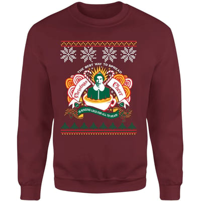 Elf Christmas Cheer Christmas Jumper - Burgundy - S