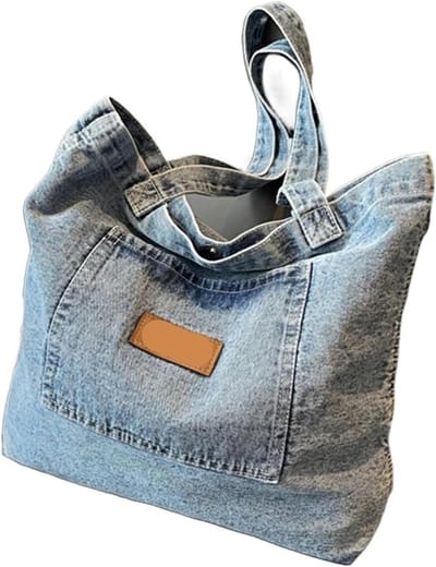 Dames Schoudertas - Denim Handtas - Dagelijks Gebruik - Zachte Denim Stof - 40 x 33 x 12 cm - Blauw