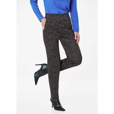 Broek LOUISA met jacquardpatroon - marine / gedess. - Gr. 50 van Goldner Fashion