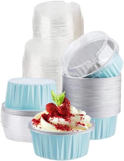 Aluminium Folie Bakvormpjes met Deksel - 100 Stuks voor Feestjes, Verjaardagen en Bruiloften, Ideaal voor Desserts en Snacks
