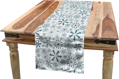 ABAKUHAUS Wintertafelloper, Vrolijk Kerst Sneeuwvlokken, Eetkamer Keuken Rechthoekige decoratieve Tafelloper, 40 x 225 cm, Teal wit