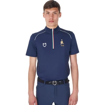 Polo met rits Italiaanse vlag Equestro X FISE