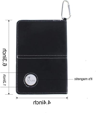 Deluxe PU leren golf scorecard houder met karabijnhaak, afstandsboek en balmarker voor golfers