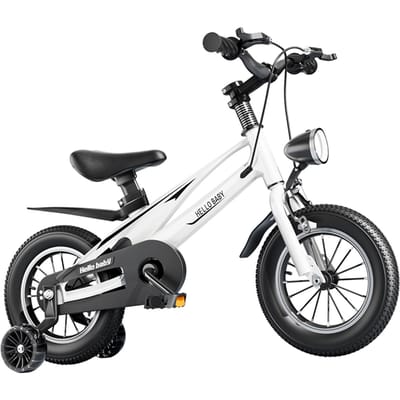 14 Inch , Lichtgewicht   Legering Kinder   met   Hoogte, LED Koplamp voor Nachtelijk Rijden, 5cm Stabilisatiewielen voor Sta gray