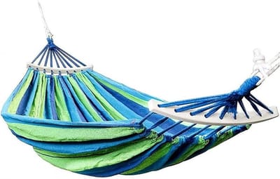 Kampeerhangmat Dubbel - Reishangmat Outdoor - Ontspannen Buiten - Hout Stabilisator - 280x150cm - Multicolor