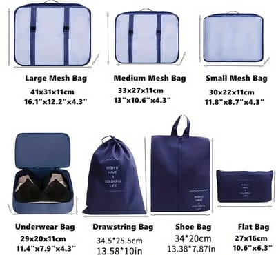Nivard Koffer Organizer Set - Packing Cubes - Compressie - Travel - Compression - Set - Blauw