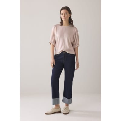 Summum Woman Batwing Boxy Top Metallic Sweat Fluid Rose Smoke Size: S | Blouses Outlet | Dames | Roze