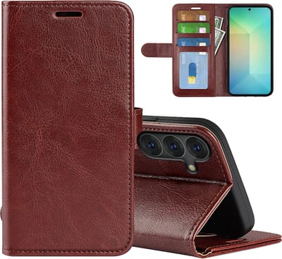 MobyDefend Hoesje - Geschikt voor Samsung Galaxy S25 - Wallet Book Case (Sluiting Achterkant) - Bruin