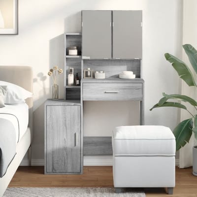 vidaXL - Kaptafel - met - kastje - 80x35x132 - cm - grijs - sonoma - eikenkleurig