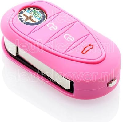Autosleutel Hoesje geschikt voor Alfa Romeo - SleutelCover - Silicone Autosleutel Cover - Sleutelhoesje Roze