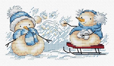 Borduurpakket - Sneeuwpopjes