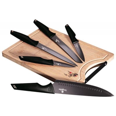 Berlinger Haus Black Rose Collection - Messenset - 5 Stuks - Bambus Snijplank