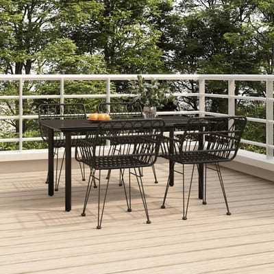 vidaXL - 5-delige - Tuinset - poly - rattan - zwart