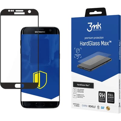 Geschikt voor Samsung Galaxy S7 Edge Gehard Glas Rand Verstevigd+Gebogen Hardglass Max 3mk Zwart