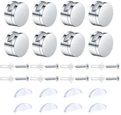 Stainless Steel Wandbeugel voor Spiegelmontage, Geschikt voor Glas en Acryl, 8 Stuks Mirror Clips