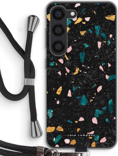 Case Company® - Hoesje met koord geschikt voor Samsung Galaxy S23 hoesje met Koord - Terrazzo N°10 - Telefoonhoesje met Zwart Koord - Bescherming aan alle Kanten en Over de Schermrand