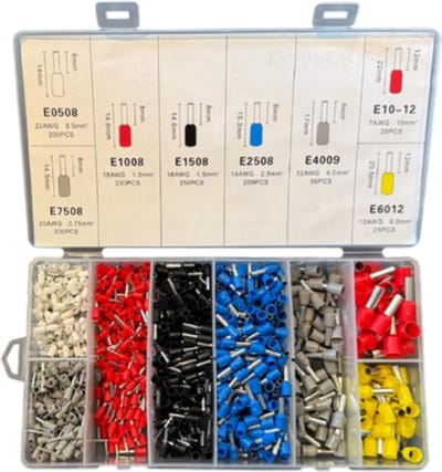 Adereindhulzen Set 1200 Delig – Kabelschoentjes Assortiment 0,5 t/m 10 mm² – Geïsoleerde Adereindhulsjes – Krimpkous Kabelhulzen – Germat