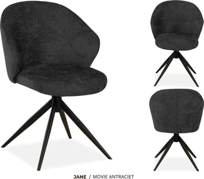 MX Sofa Eetkamer stoel Jane - kleur: Antraciet - set van 2 stoelen