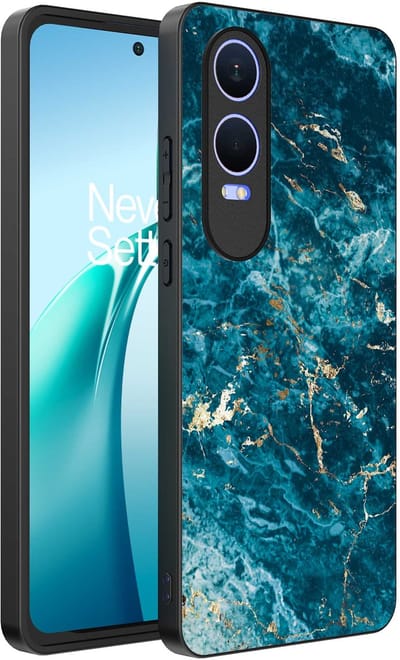 Smartphonica Telefoonhoesje Geschikt voor OnePlus Nord CE 4 Lite met marmer opdruk - TPU backcover case blue marble design - Blauw geschikt voor OnePlus Nord CE 4 Lite