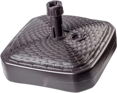 KADAX Parasolstandaard, ronde parasolstandaard, parasolhouder vulbaar met zand water of grind, standaard van kunststof voor tuin, terras, strand (versie 2 vierkant, bruin)