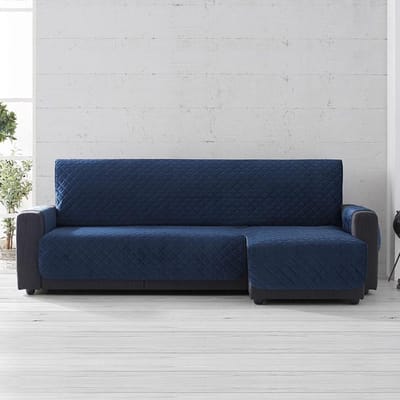 Belmarti Velvet chaise-longue bankbeschermer rechts - 240 cm - Blauw