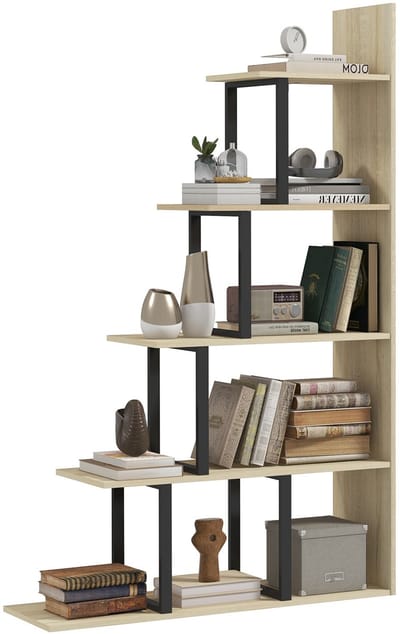 HOMCOM-Boekenplank-Spaanplaat-102x30x160cm-Eiken