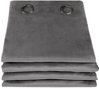 MOONDREAM DecibelControl™4in1 Geluidsisolerend kamerschermgordijn | Thermisch | Verduisterend | Isolerend | Gepatenteerde Technologie | EU-fabricaat | Fluweel | Oogjes | Grijs MC09 | 135x250 (BxH) cm