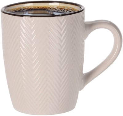 Siaki Koffiemok/theemok - Fishbone - beige - 370 ml - mokken - keramiek