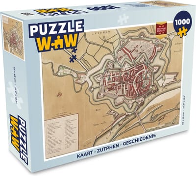 Puzzel Kaart - Zutphen - Geschiedenis - Legpuzzel - Puzzel 1000 stukjes volwassenen