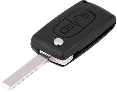 Dailygoods- Klapsleutel 2-knops - Autosleutelhanger - Behuizing - Ongesneden blad - Compatibel met 207/307/308/407/807 - Autosleutel