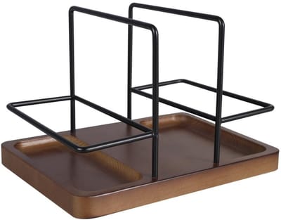Dailygoods- Handdoekenrek 360 Graden Draaibaar - Servettenhouder - Massief Hout - Roestvrij Staal - Voor Keuken/Restaurant - Elegant Ontwerp - Servethouder