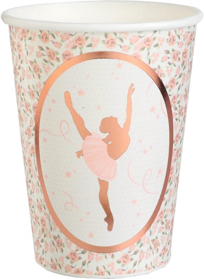 SANTEX - 10 kartonnen bekers ballerina 7,8 x 9,7 cm roségoud