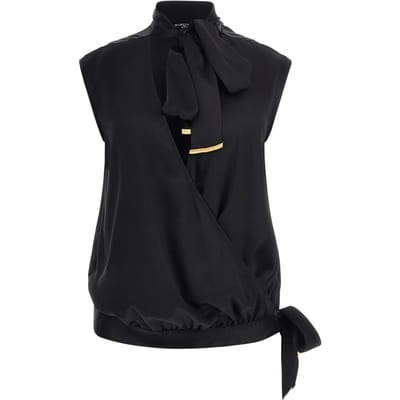 GUESS Linda Wrap Top Jet Black A996 Größe: 46 | Blusen Outlet | Damen | Schwarz