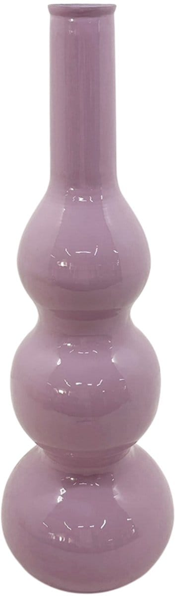 by Mooss - Enamel - Vaas - Lila - Licht Paars - Light Purple - Small - 72cm - Ã˜ 23 cm - Hoogglans - Metaal - Groot - Chique - Trendy - Hip - Eyecatcher - Decoratief - Emaille