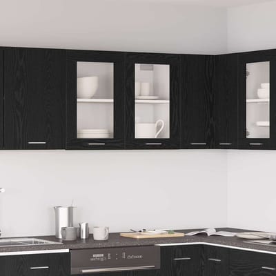 vidaXL - Hangkast - Lyon - Zwart - Eiken - 80 - x - 31 - x - 60 - cm - Bewerkt - hout