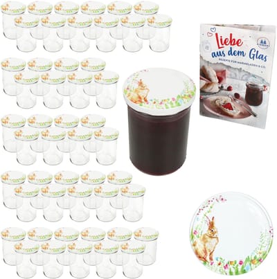 50-delige set sturzglas 435 ml TO 82 Osterfreude deksel incl. receptenboekje