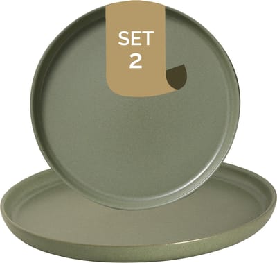 Palmer - Sandy Loam - Bord - 2 stuks - ø 28 cm - Groen - Stoneware - Bordenset