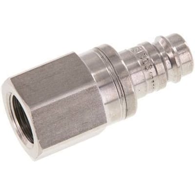 RVS DN 10 Luchtkoppeling Insteeknippel G 3/8 inch Binnendraad Double Shut-Off - CLP10-F-S-SV-P-038