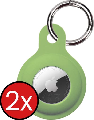 Hoesje Geschikt voor Apple AirTag 2 Sleutelhanger Hoesje Siliconen Hanger - Hoesje Geschikt voor Apple AirTag 2e generatie Hanger Sleutelhanger Hoesje - Lichtgroen - 2 PACK