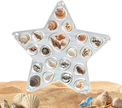 Presentatiestandaard Schelpen - Decoratie Organizer - Schatten Tonen - Strand Ontwerp - 17 cm Breed - Transparant