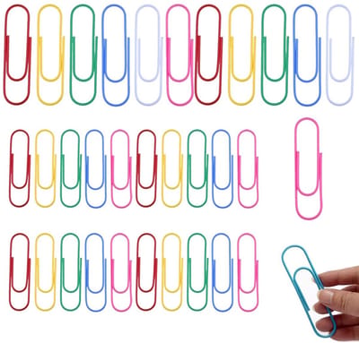 Dailygoods- Paperclips 32 Stuks - Jumbo 50 mm/100 mm - Kleurrijk - Vinylgecoat - Duurzaam - Voor Thuis/Kantoor/School - Klemmen
