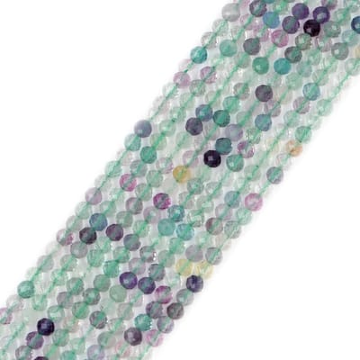 3mm Natuurlijke Multi-Color Fluoriet Quartz Real Crystal Edelsteen Facet Spacer Kralen Voor Sieraden Maken Strand 15''