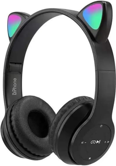 DrPhone Draadloze Kattenoor Koptelefoon Met Microfoon – Bluetooth 5.0 – RGB LED verlichting – MicroSD ingang + Aux 3.5mm + Ingebouwde batterij 400Mah