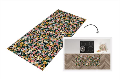 Keukenloper - Loper keuken - Bloemen - Regenboog - Patronen - 120x50 cm - Keukenloper vinyl