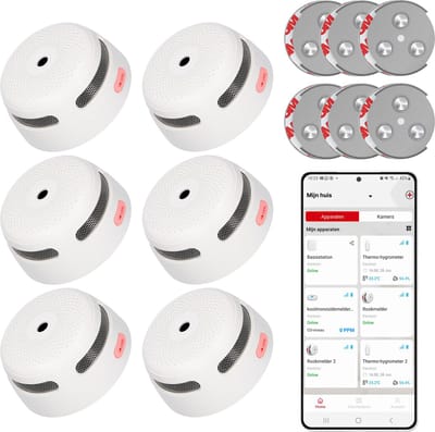 X-Sense XS01-WX Slimme rookmelder met Wifi - 6 Rookmelders - Met magneet montage - X-Sense Home Security - Voldoet aan Europese norm - Brandalarm zonder boren