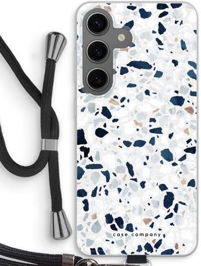 Case Company® - Hoesje met koord geschikt voor Samsung Galaxy S24 hoesje met Koord - Terrazzo N°1 - Telefoonhoesje met Zwart Koord - Bescherming aan alle Kanten en Over de Schermrand
